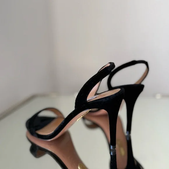 Like new Aquazzura 85mm So Nude Sandals Black Velvet 36 $695